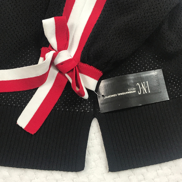 INC Striped Sleeve Cold Shoulder Top - Picture 3 of 8